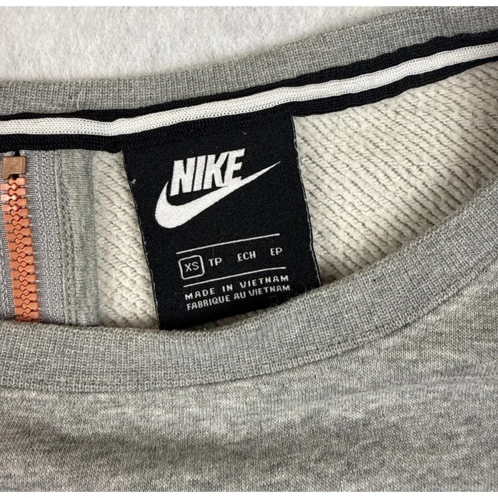 Nike Air Women's Cropped Sweatshirt XS Gray Rose Gold‎ Logo Crewneck Pullover